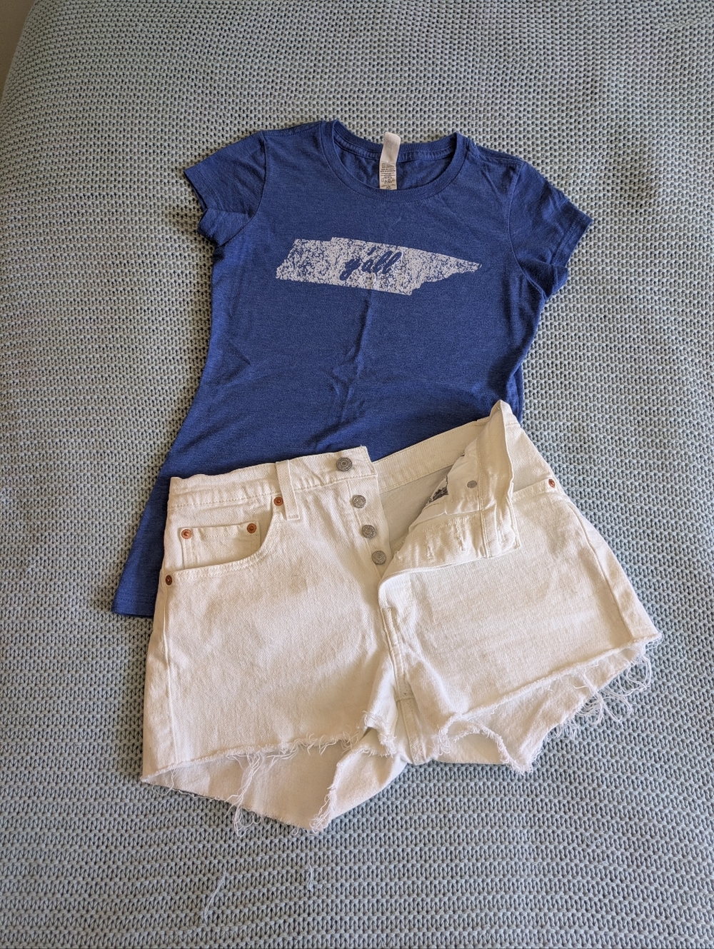 Levi's 501 Cutoff Shorts White Sz 27 - Picture 9 of 9